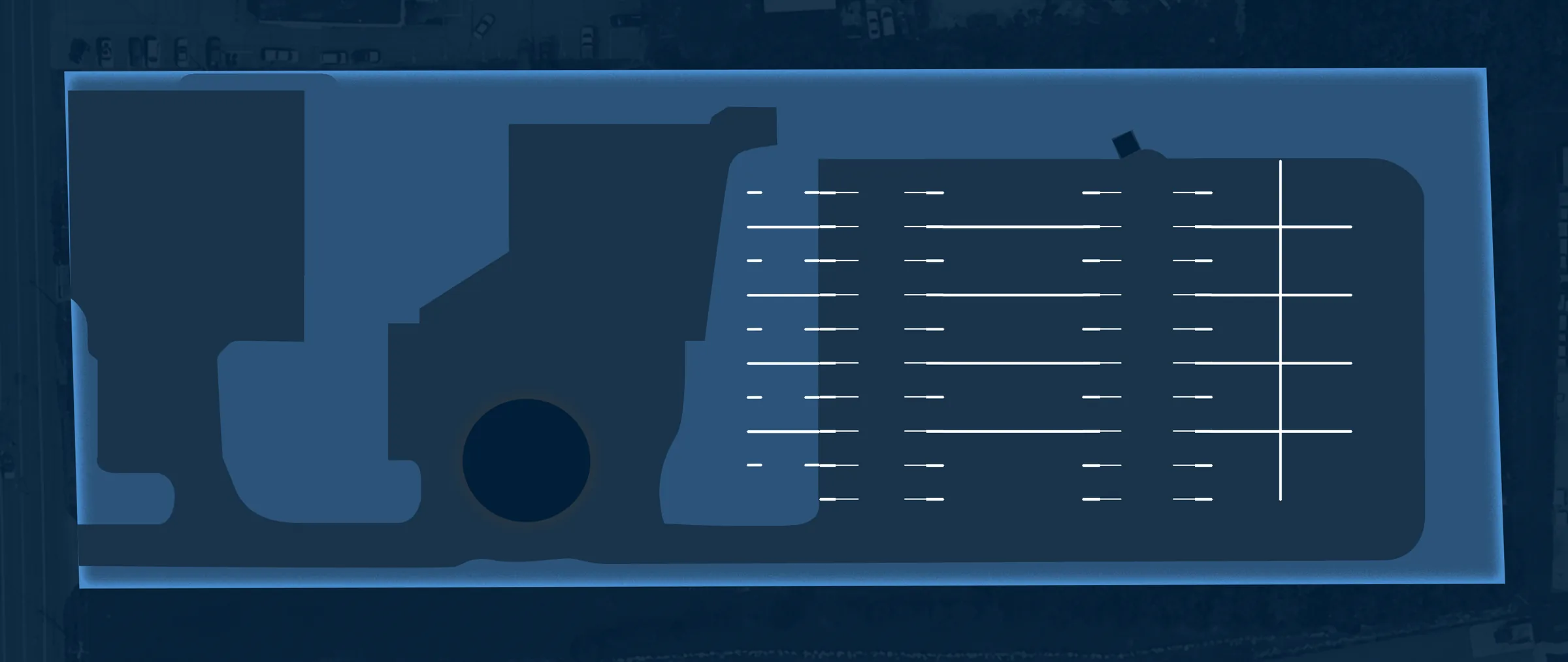 United Flex Somersworth site plan: Buildings 1, 2 and 3 in a row behind two existing steel buildings on Route 108, over a toned satellite view